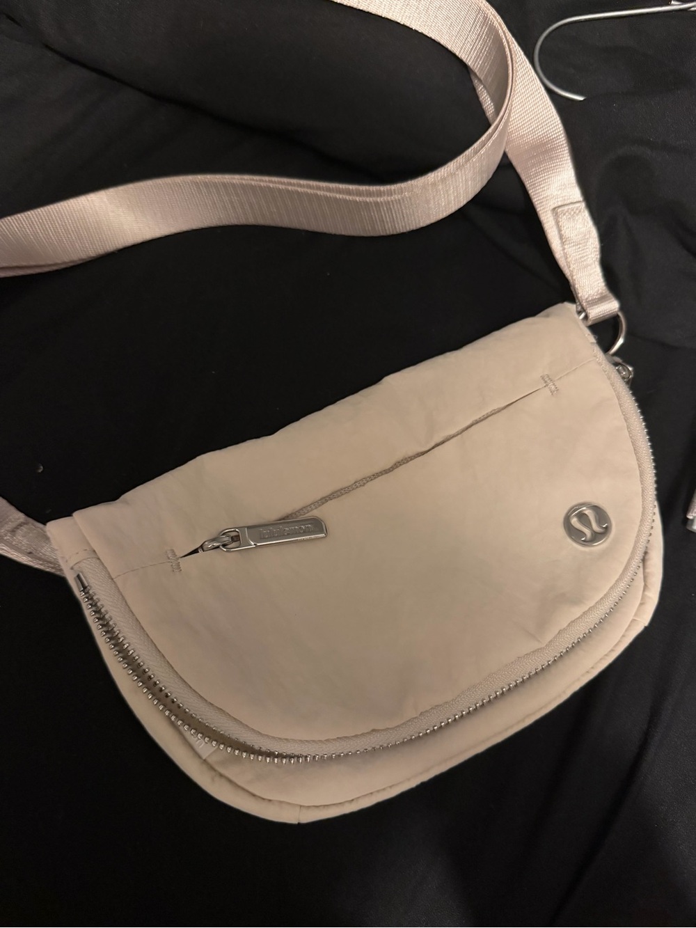 lululemon athletica Beige/Tan Crossbody Messenger Bag with Silver Hardware